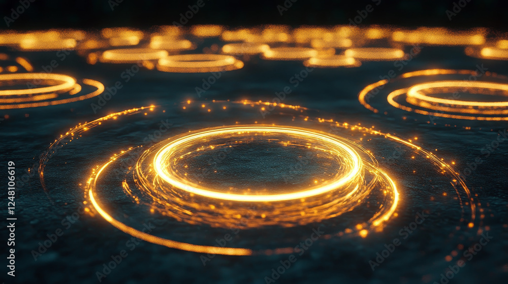 Poster neon light circle halo with overlay effect on transparent background. realistic 3d vector illustrati
