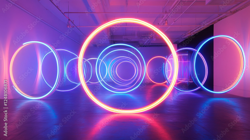 Aufkleber neon light circle halo with overlay effect on transparent background. realistic 3d vector illustrati