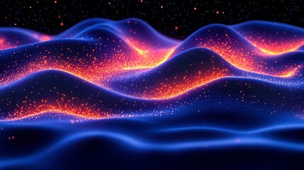 Obraz premium Glowing Particle Waves Abstract Digital Art