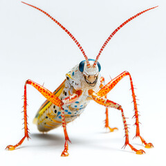 Fototapeta premium Vibrant Rainbow Grasshopper: A Close-Up Macro Photography of Nature's Masterpiece
