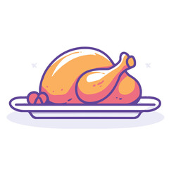 Cartoon icon of a roasted chicken on a platter