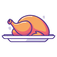 Cartoon icon of a roasted chicken on a platter
