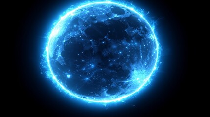 Fototapeta premium Abstract Blue Energy Orb Glowing Sphere Cosmic Power Light