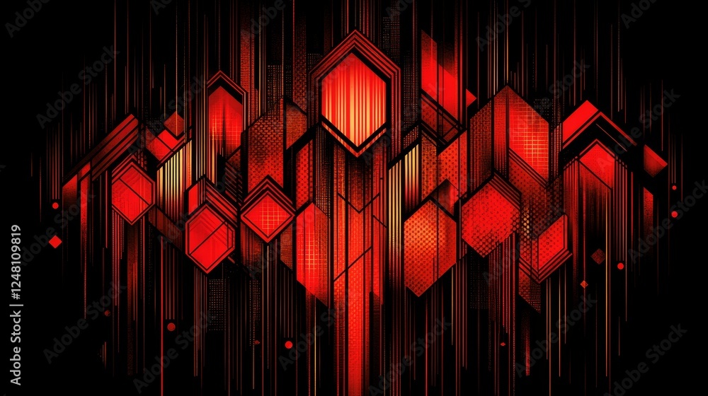 Poster Abstract Red Geometric Pattern Design Digital Art Background Texture