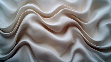 Obraz premium Cream Silk Fabric Drape: Elegant Texture Background Image. Smooth, Soft, Flowing Waves. Luxury, Subtle, Neutral Beige. Abstract Design Pattern