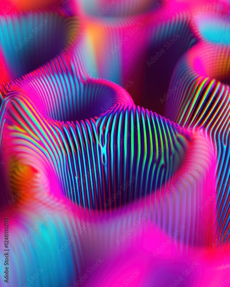 Aufkleber abstract colorful wavy patterns with vibrant hues and smooth lines under soft lighting for artistic 