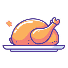 Cartoon icon of a roasted chicken on a platter