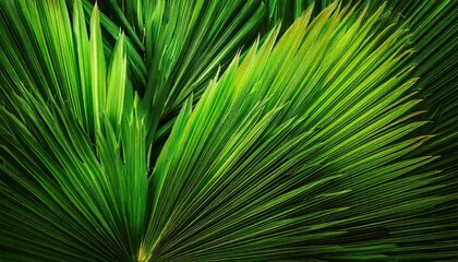 A lush display of vibrant palm leaves intertwines, showcasing dynamic green hues and intricate textures that transport you to a tropical paradise filled with life and natural beauty.
