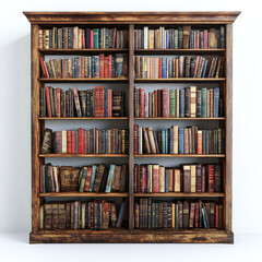 A Classic Wooden Bookshelf Filled with Vintage Books: A Home Library