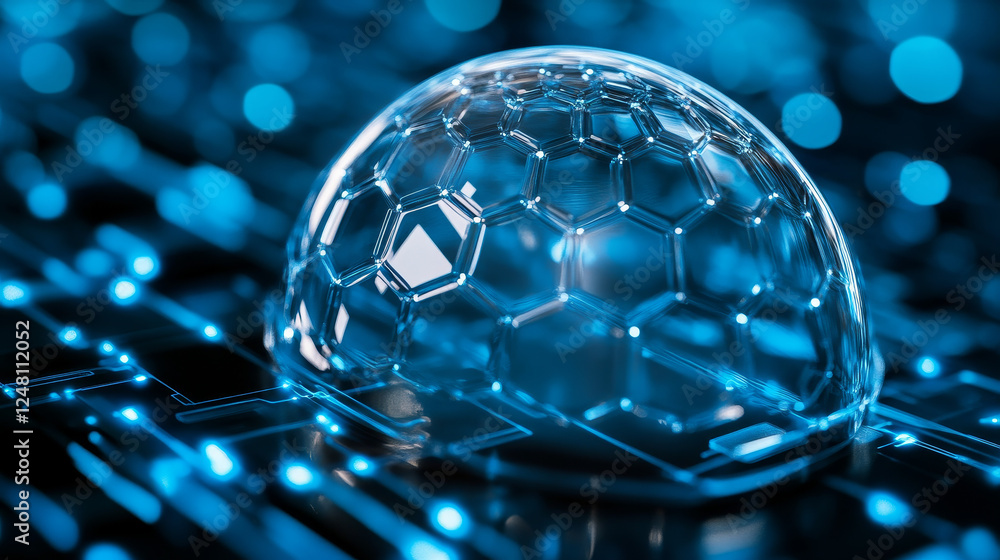 Poster 3d protect force bubble and shield sphere effect. dome barrier technology abstract vector element. s