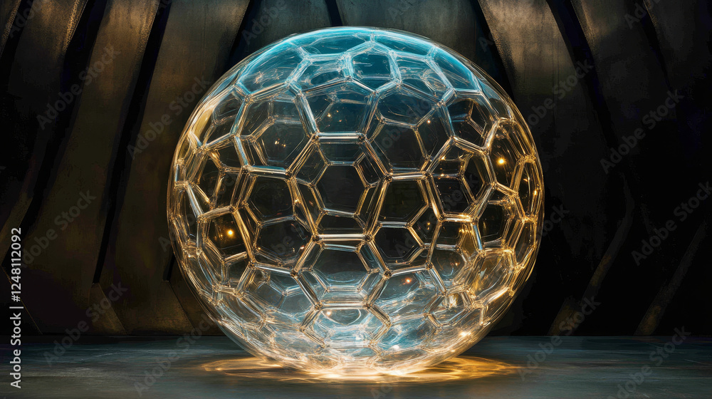 Poster 3d protect force bubble and shield sphere effect. dome barrier technology abstract vector element. s