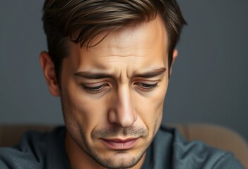 Obraz premium Tired male person with dark circles around eyes