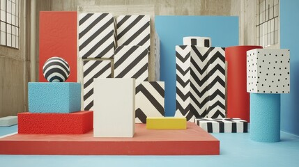 Abstract Geometric Shapes Modern Art Installation Design Studio Background