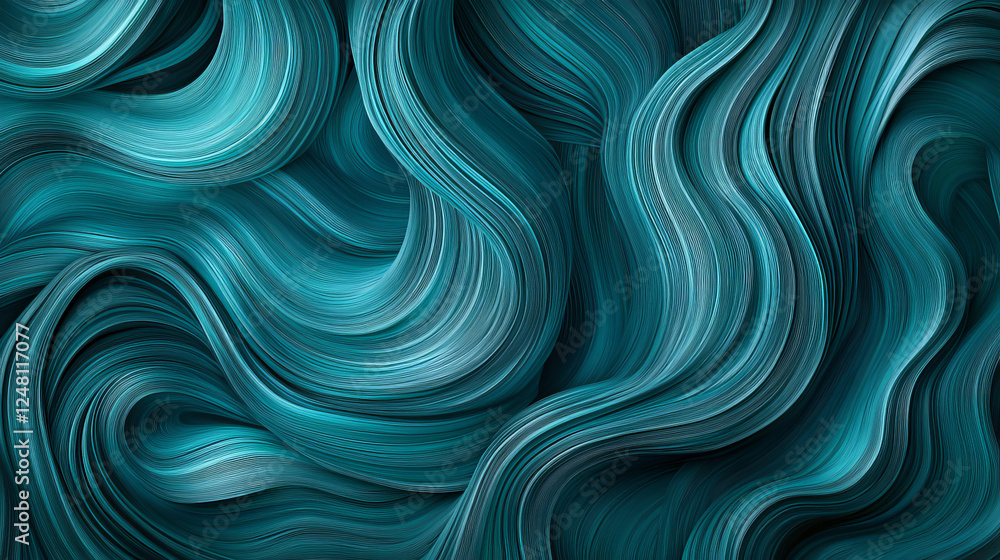 Poster abstract vector background with smooth shiny turquoise waves. may be used as packing
