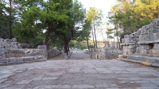 The ancient city of Phaselis. It is an ancient Greek and Roman settlement. Important ancient cities on the Mediterranean coast of Turkey. Kemer district, Antalya city, Turkey country 