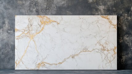 Elegant Marble: A polished white marble frame with subtle gold veins on a matching surface