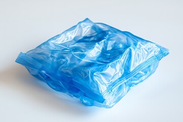 Fototapeta premium A vibrant blue plastic bag appears slightly crumpled. It captures the essence of modern convenience. Perfect for showcasing sustainability in design. Generative AI