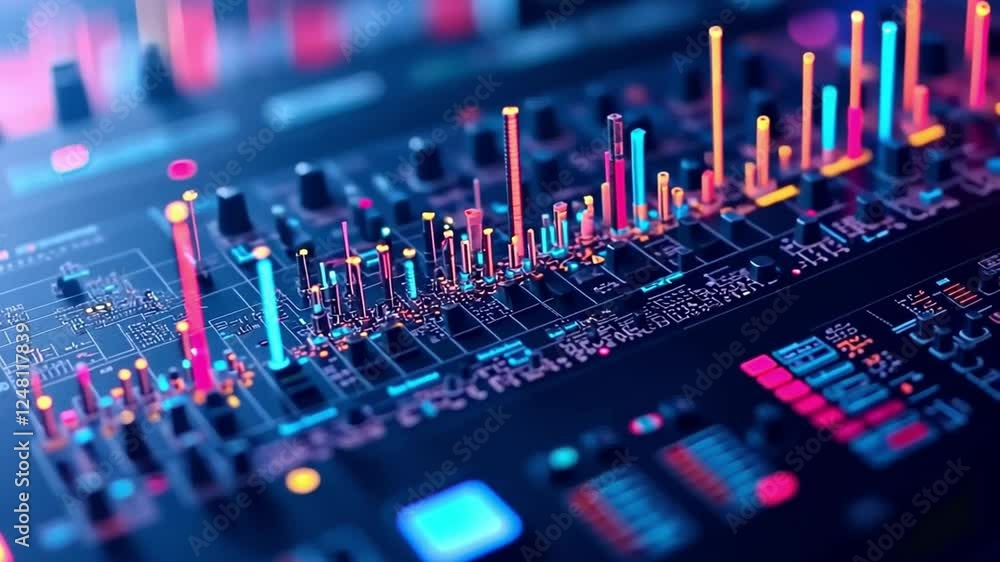 Poster abstract data visualization: a futuristic and abstract representation of data, showcasing vibrant ne