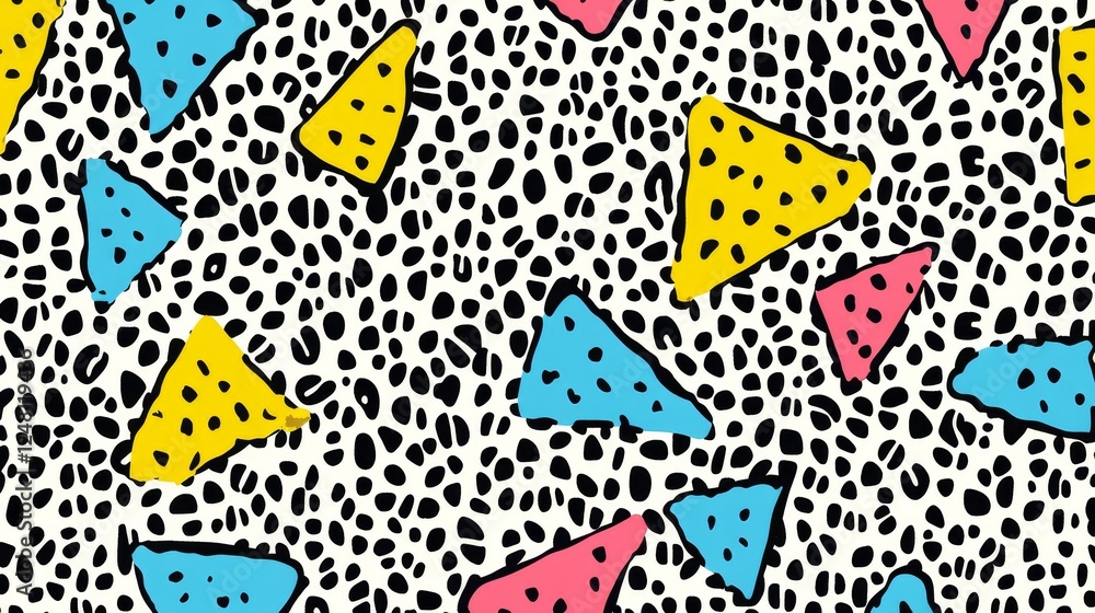 Aufkleber vibrant 90s retro geometric triangle pattern seamless design texture background