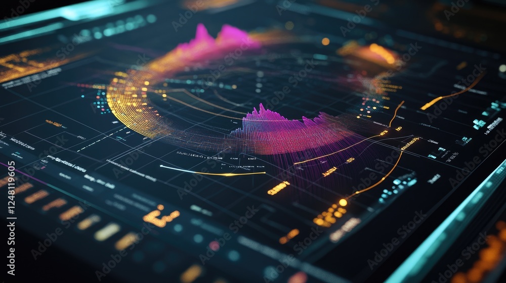 Aufkleber A detailed radar chart displayed on a digital screen, featuring multiple variables, with grid lines enhancing interpretability and clarity for data analysis and decision-making.