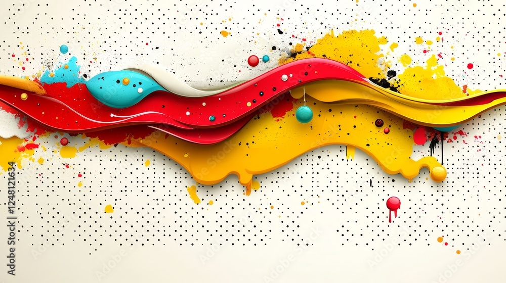 Aufkleber abstract colorful paint splashes dynamic swirls energetic design background texture