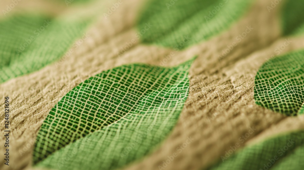 Poster detailed close-up of green leaf patterns on textured background for nature and design projects
