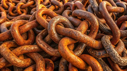 Fototapeta premium Minimalist Stock Photo: Rusty Chain Pile - Industrial Texture Background
