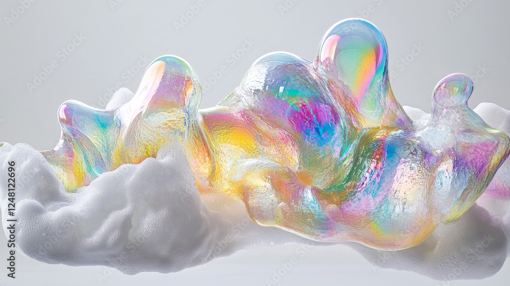 Poster realistic set of soap bubbles isolated on transparent background. vector illustration of iridescent 