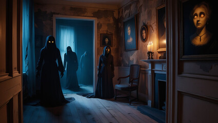 Vampire Family in Elegant Room