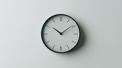 a minimalist black and white clock on a wall. 