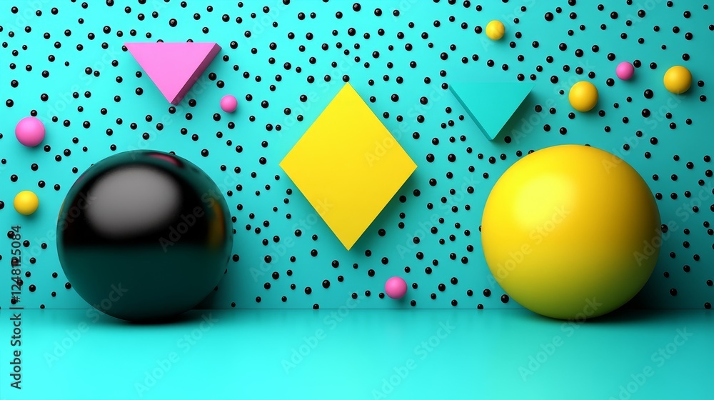 Aufkleber abstract geometric shapes vibrant color palette 3d render modern design background