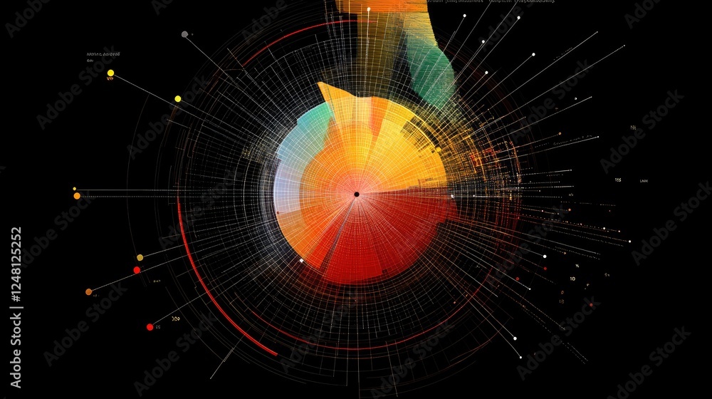 Aufkleber A digital radar chart showcasing comparative analysis with multiple variables, grid lines enhancing interpretability, symbolizing data-driven decision-making and strategic insights.