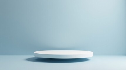 A minimalist circular platform on a pale blue backdrop, ideal for showcasing products or designs, offering a clean and simple aesthetic.