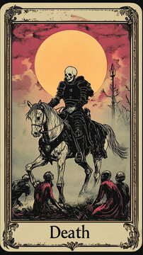 Tarot Card Illustration of Death with Skeletal Figure