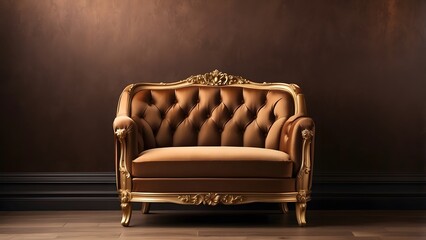 Luxury Chair banner with empty space Without Text, Brown luxury background, interior furniture design mockup, holiday banner poster background for advertisement ads