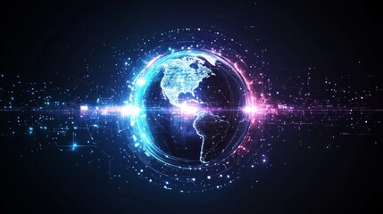 Global Network Innovation Futuristic Energy Technology Digital World Abstract Background