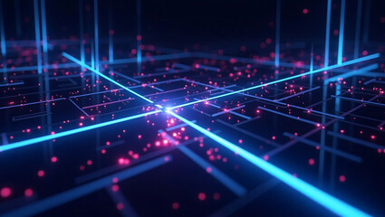 Neon gaming geometric abstract glowing cyberpunk style background 