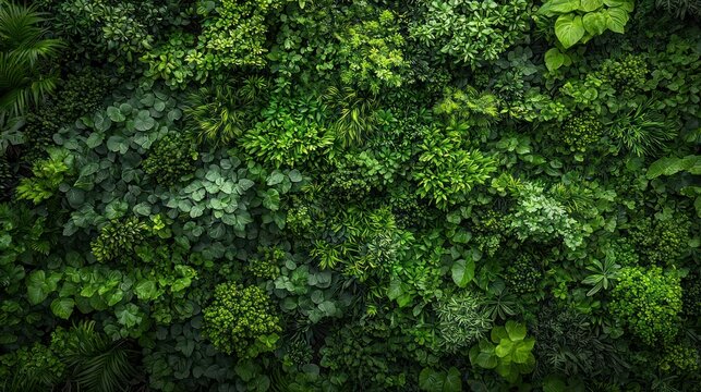 Lush green vertical garden wall background