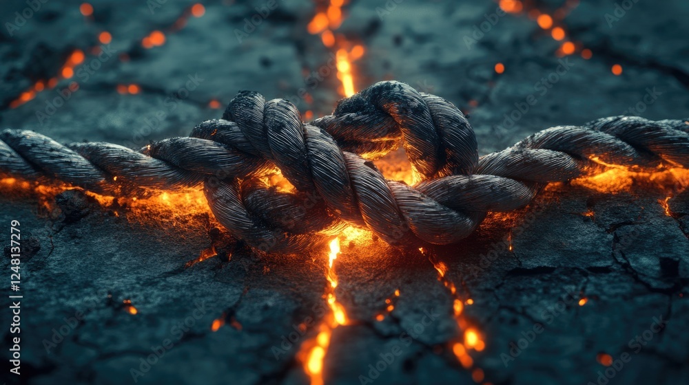 Aufkleber A loop knot that remains strong while broken ropes lay around it, symbolizing unity and the enduring power of resilience.