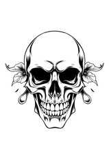 Obraz premium black and white human skull digital illustration