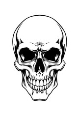black and white scary skull  tattoo design , digital illustration