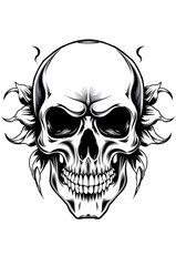 Fototapeta premium ornamented black and white human skull digital tattoo model