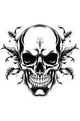 Fototapeta premium ornamented black and white human skull digital tattoo model