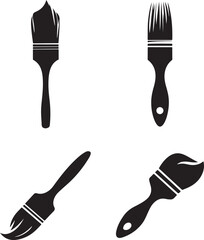 Four Simple Black Paintbrush Icons