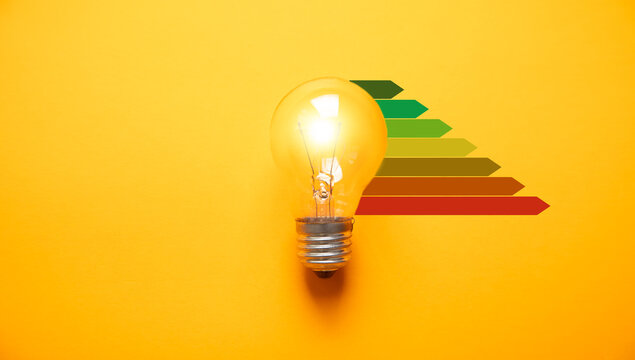 Light bulb with a energy efficiency or energy saving rate.