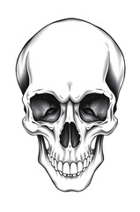 Fototapeta premium anatomy illustration, skull black and white sketch 