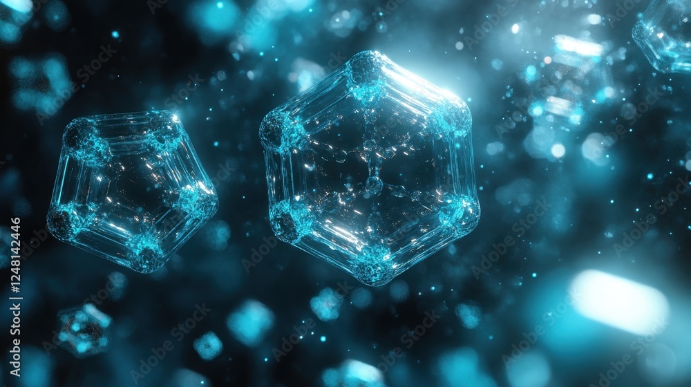 Aufkleber abstract representation of molecular structures illuminated in vibrant blue hues creating a mesmeriz