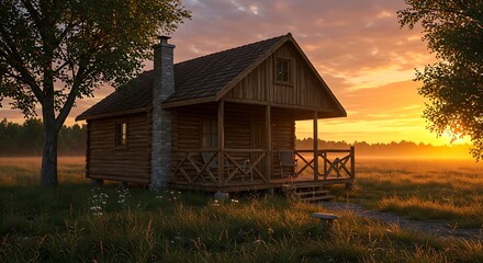 old house in the sunset