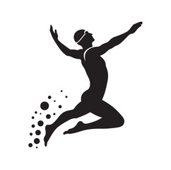 man swimming pose silhouette vector illustration