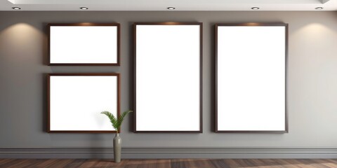 Modern Gallery Wall with Blank Frames and Minimalist Decor